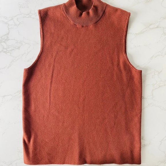 Sweaters - Abbott Elementary Womens Rust Mock Neck Cozy Sweater Vest | Large